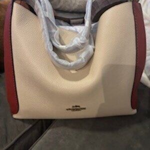 Coach Hadley Hobo In Colorblock in Brass/Ivory Red Sand Multi